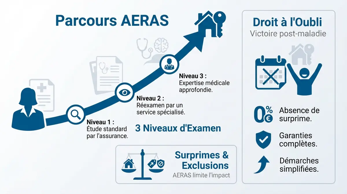 Infographie sur le parcours AERAS et le droit à l'oubli pour l'assurance emprunteur